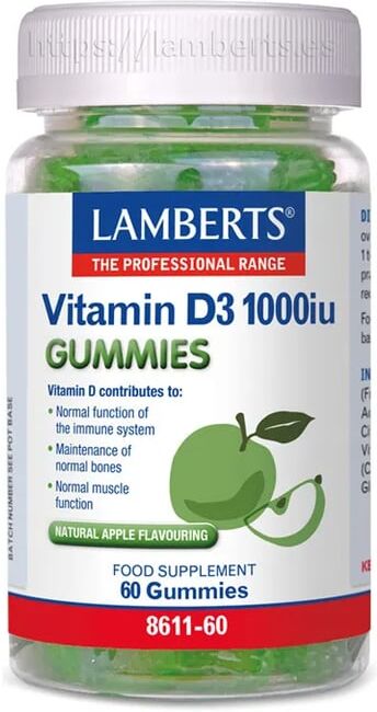 Lamberts Vitamina D3 1000 ui Gummies 60 Gominolas Manzana