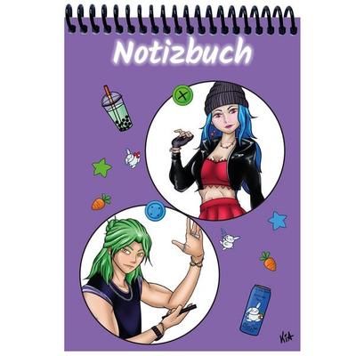 A 4 Notizblock Manga Quinn und Enora, lila, blanko