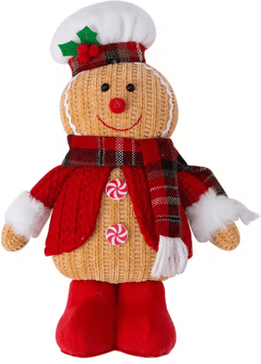 Inspire Picks Festive Gingerbread Plush Doll Cute Gingerbread Man Plush Christmas Pillow Toy white Hat