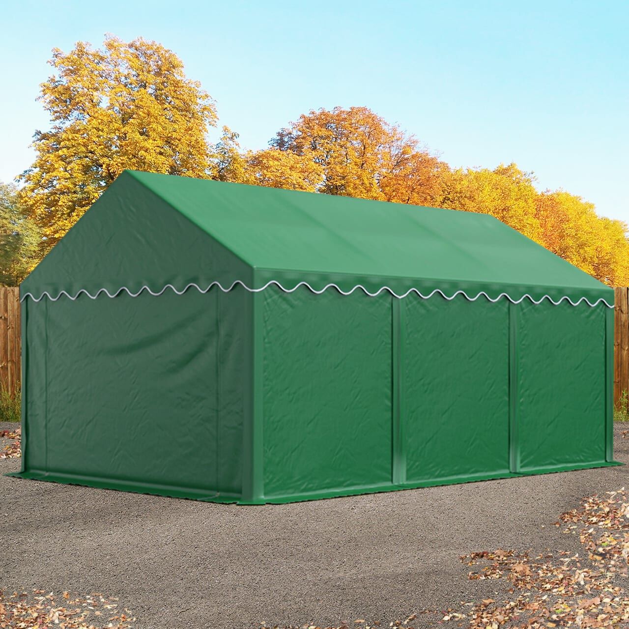 TOOLPORT Carpa almacén 4x6 m, PVC 700, verde oscuro - (5092)