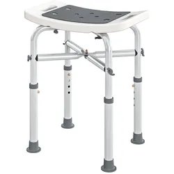 Helloshop26 - Sicherer Duschhocker 42,5 x 27 x 44-51,5 cm gepolsterter Sitz verstellbar rutschfest modern aus grauem Aluminium 21_0000883