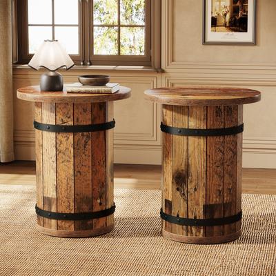 YUZHOU 19.7 Inch Tall Round End Table for Living Room. Nightstand for Bedroom, Small Space