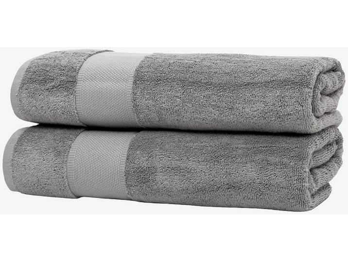 Duschtücher WOLKENFELD Premium Low-Twist Baumwolle 550 g/m² – 2 grosse Duschtücher , grau (hellgrau), B:70cm L:140cm, Frottier, Baumwolle, Handtücher, Duschtücher, 70×140 cm – weich, saugfähig und ideal für Bad & Wellness