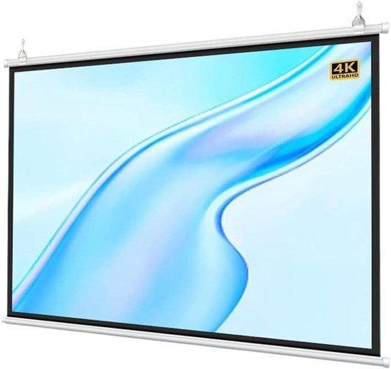 Famanu Projektionsschirm - Handbetrieb - Heimkino - Faltenfreies Design - Bis 72 Zoll - Weiß