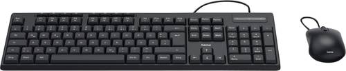 Hama CKM-200 Kabelgebunden Tastatur, Maus-Set Deutsch, QWERTZ Schwarz