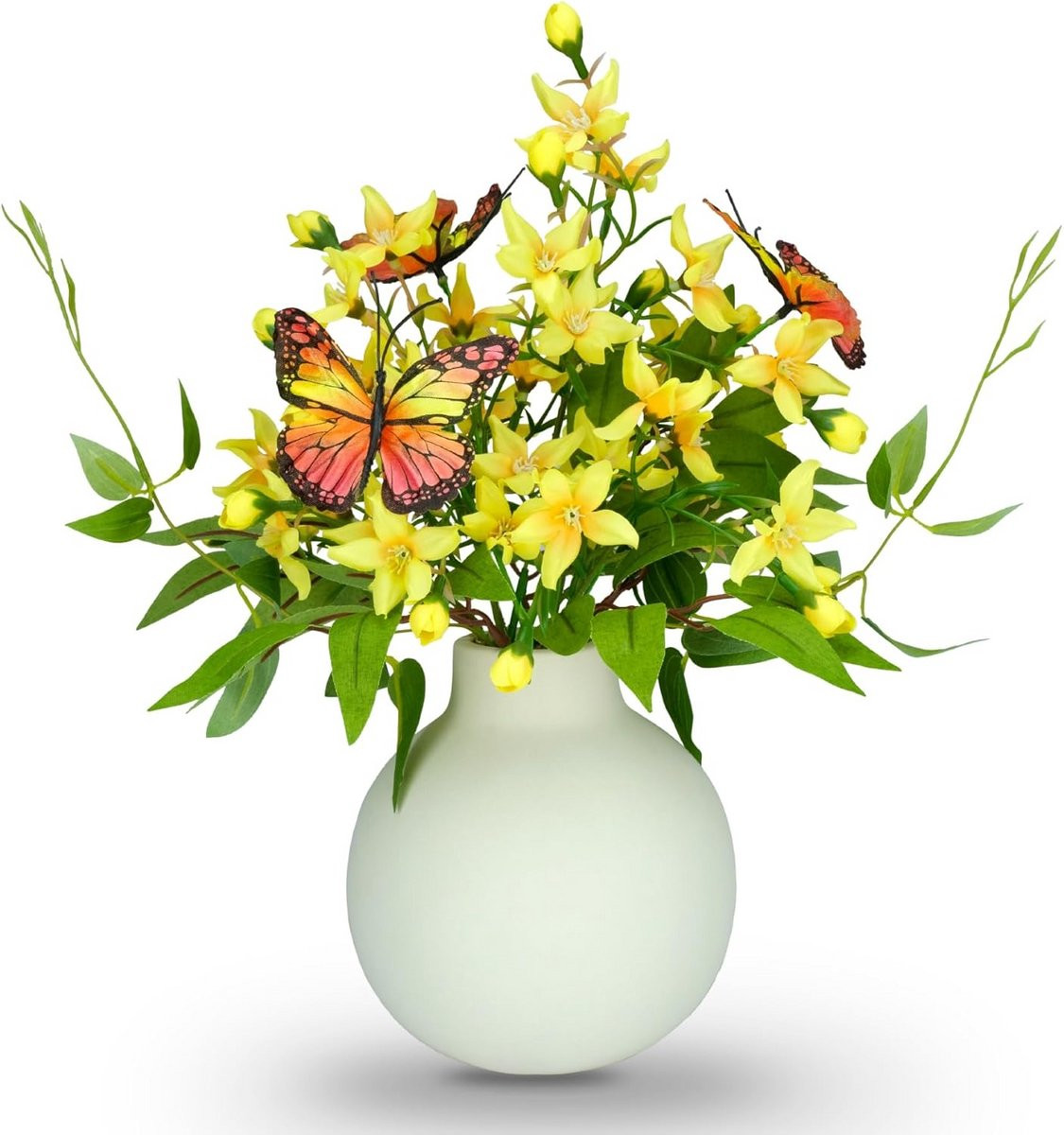 Kunstmatige Freesia Boeket met Ivoren Keramische Vaas - Tafel Middelpunt Decoratie