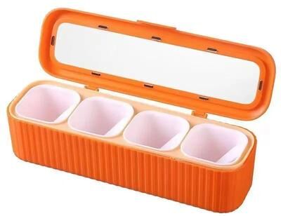 Inspired Living ClearView 4 Piece Spice Container Set With Rack & Spoons Crystal Seasoning Box Organizer orange
