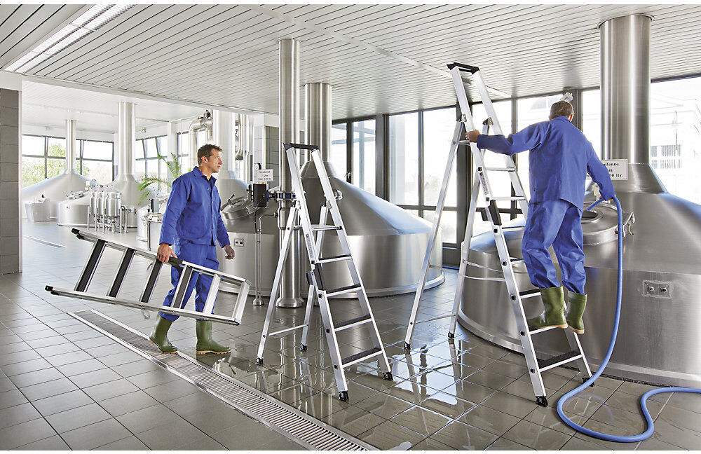 Stufen-Stehleiter CLIP-STEP, einseitig begehbar, rutschhemmend R13, 10 Stufen MUNK