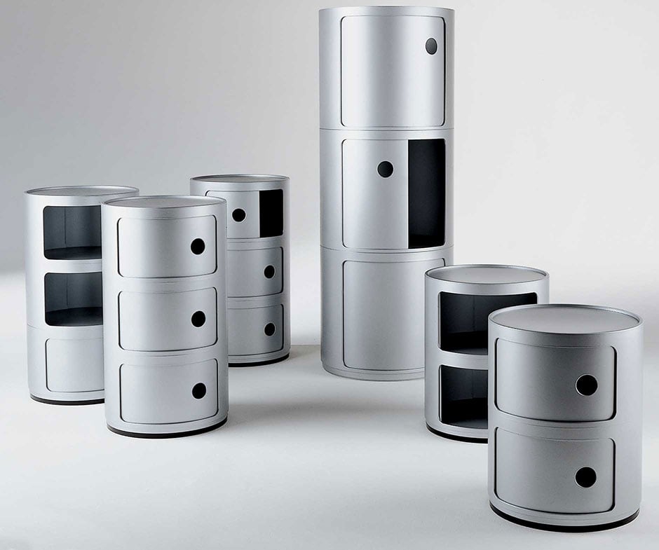 Kartell Componibili Container Baukastensystem rund silber (H 69,5cm) H 69,5cm