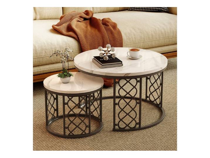 OKWISH Couchtisch 2er Set, Beistelltisch für Schlafzimmer Balkon