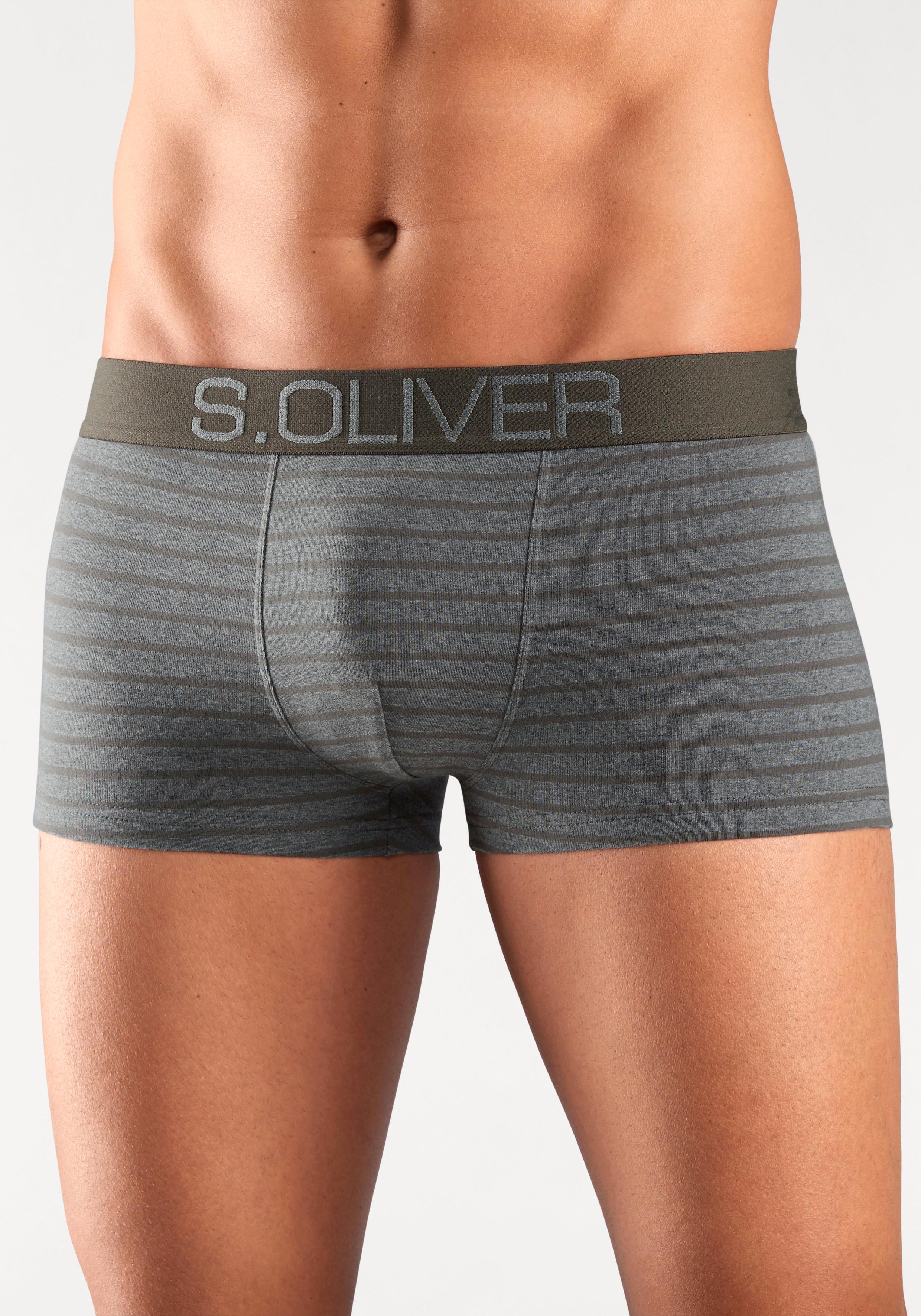 Hipster S.OLIVER, Herren, Gr. L, 4 Stk., Jersey, bunt (grau, bordeaux, gestreift, grau, khaki, gestreift, grau, blau, gestreift, grau, anthrazit, gestreift), Jersey, Obermaterial: 92% Baumwolle, 8% Elasthan (LYCRA), gestreift, körpernah, Unterhosen Hipste