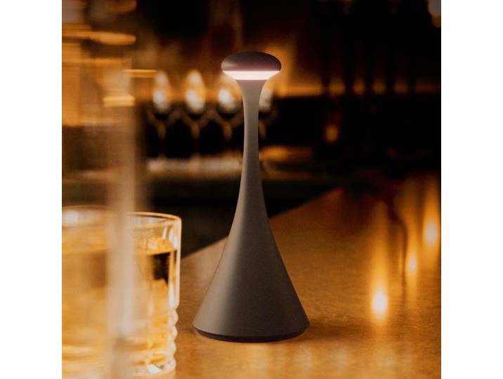 Sigor LED-Akkutischleuchte Nudrop mini, schwarz, IP54, dimmbar, schwarz, für Wohn- / Esszimmer, Aluminium