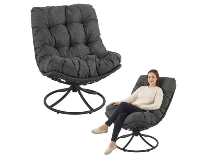 di volio Gartensessel Melia - PE-Rattan Lounge-Sessel mit Rundfuß 360° Drehfunktion, Vierstern-Stahlgestell, UV-beständig, imprägniert, platzsparend, Kokonform, Terrasse, Balkon
