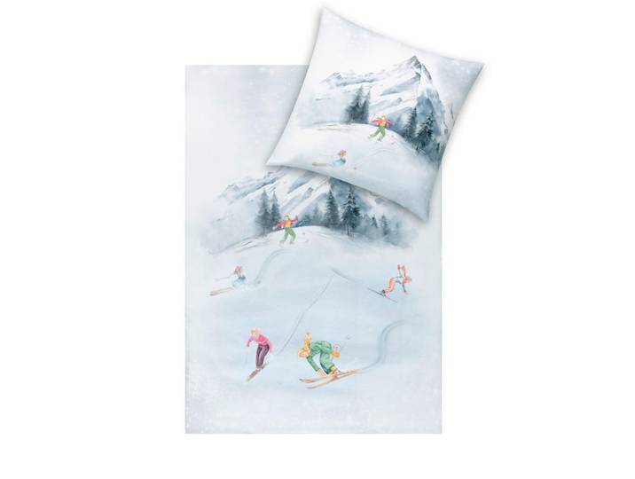 Estella Bettwäsche Impulse, Weiß, Skifahrer, 155x220 cm, pflegeleicht, atmungsaktiv, hautfreundlich, Heimtextilien, Bettwäsche & Leintücher, Bettwäsche, Übergrößen-Bettwäsche