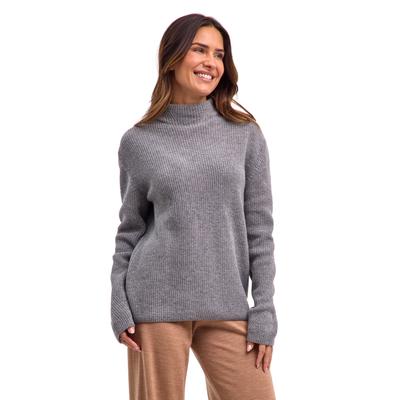 Strickpullover FALKE "FALKE Pullover", Damen, Gr. L, grau (m.grau mel (3530)), Pullover Strickpullover