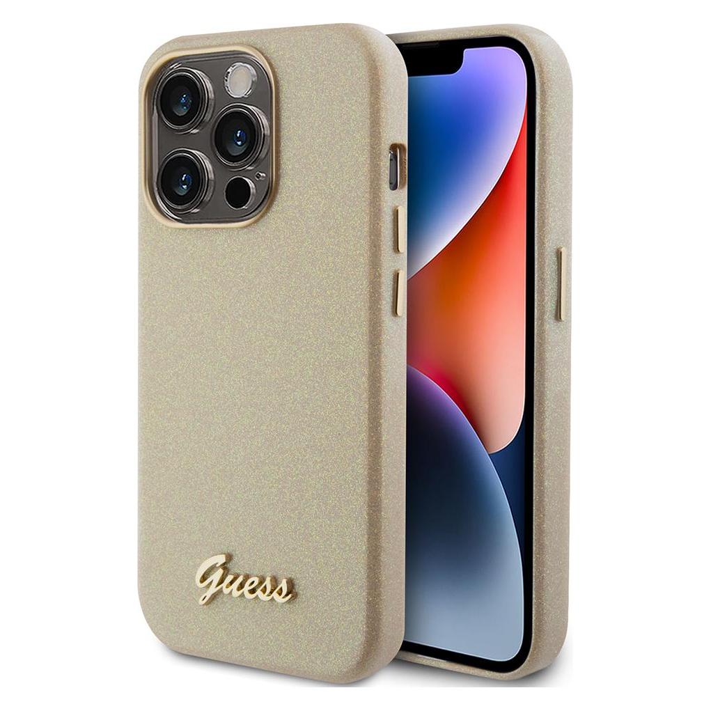 Guess GUHCP15LPGMCSD iPhone 15 Pro 6.1" złoty/light gold hardcase Glitter Glossy Script (Apple iPhone 15 Pro) (GUE003304-0)