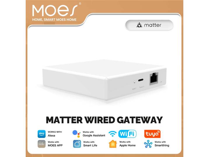 Passerelle intelligente MOES Tuya Zigbee Matter Thread, Hub Matter pour la maison intelligente, prend en charge la commande vocale Siri, Homekit, Smartthings, Google Alexa