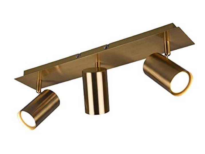 Trio Leuchten Marley 802400304 Lot de 3 barres de spot en métal vieilli avec 3 ampoules GU10\, Laiton Antique