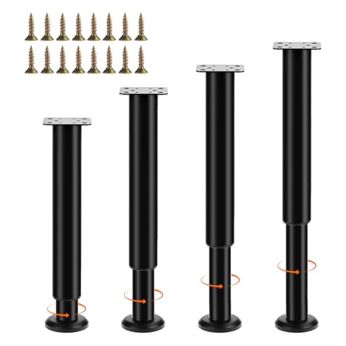 QWORK Set van 4 verstelbare meubelpoten, zwart, 25-40 cm