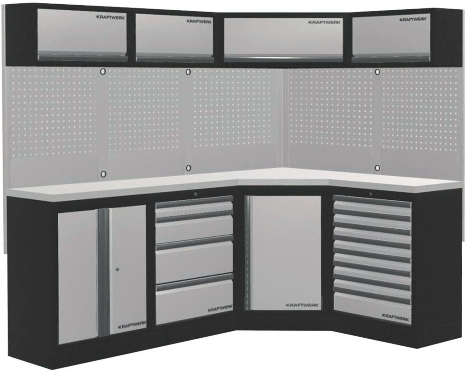 Kraftwerk Mobilio 4er Kombi, Unterschranke, Eckschrank, Oberschrank, 3964NIX)