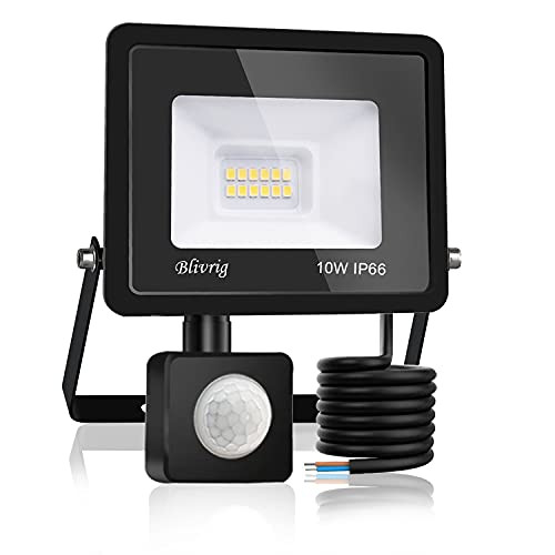 Blivrig LED buitenlamp met bewegingssensor, 10W floodlight voor tuin en terras