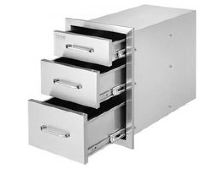 VEVOR Outdoor-Küchenschubladen, Unterputz-Grillschubladen aus Edelstahl mit dreifachem Zugriff und Griff, Grillinselschubladen für Außenküchen oder Terrassen-Grillstationen 356 x 516 x 588 mm