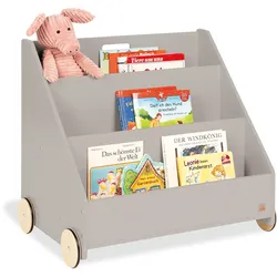 PINOLINO Kinder-Bücherregal mit Rollen Lasse – grau