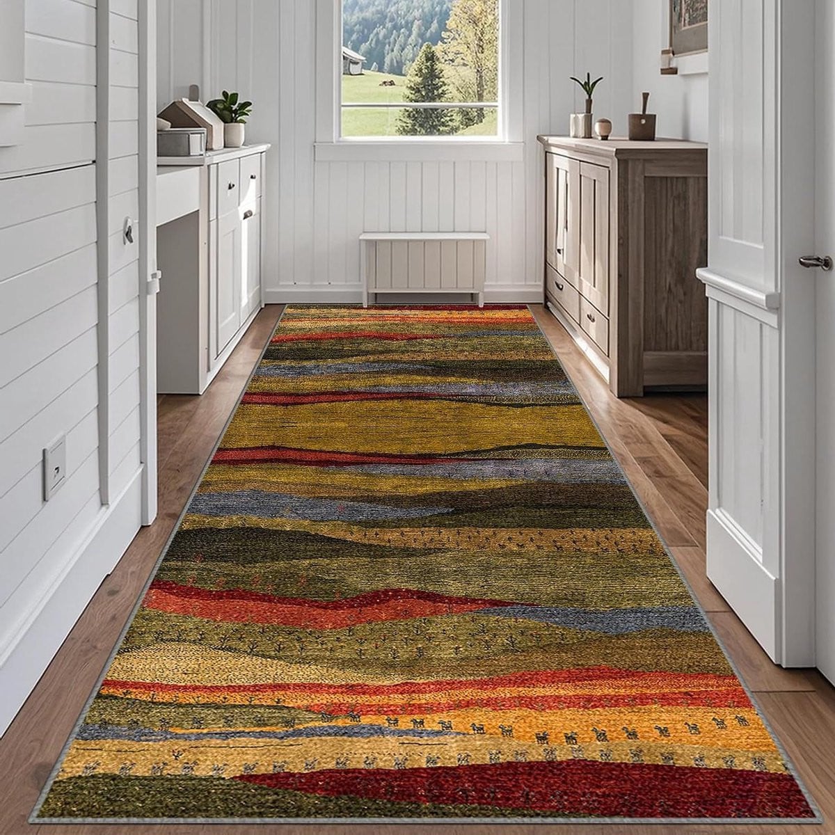 Modern abstract gangkleed en keukenloper van polyester met antislip achterkant, 60 x 150 cm
