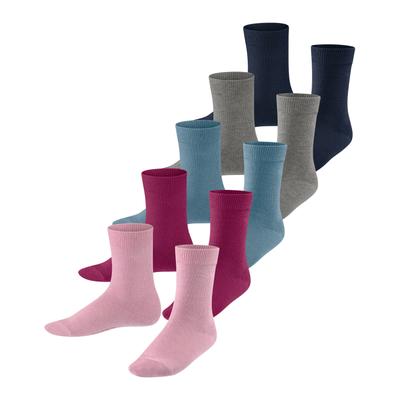 Socken ESPRIT "Solid Mix", Mädchen, Gr. 31-34, Sockengröße, bunt (pink blau mix), Baumwollmischung, unifarben, normal, Socken Socken, uni Socken, Basic Vorteilspack, geripptes Bündchen
