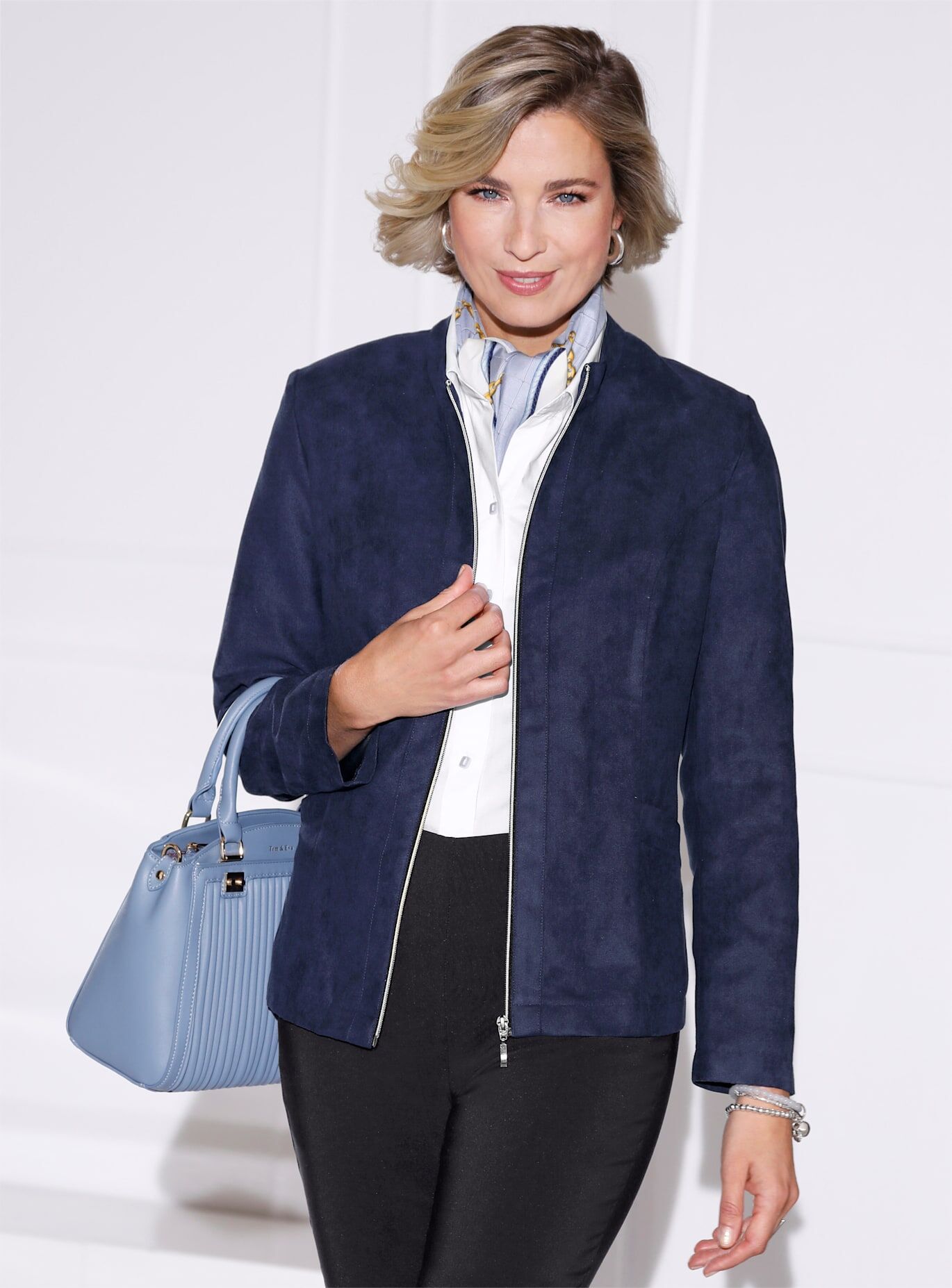Jackenblazer "Blazer", Damen, Gr. 48, blau (marine), 100% Polyester, Blazer Jackenblazer marine 48