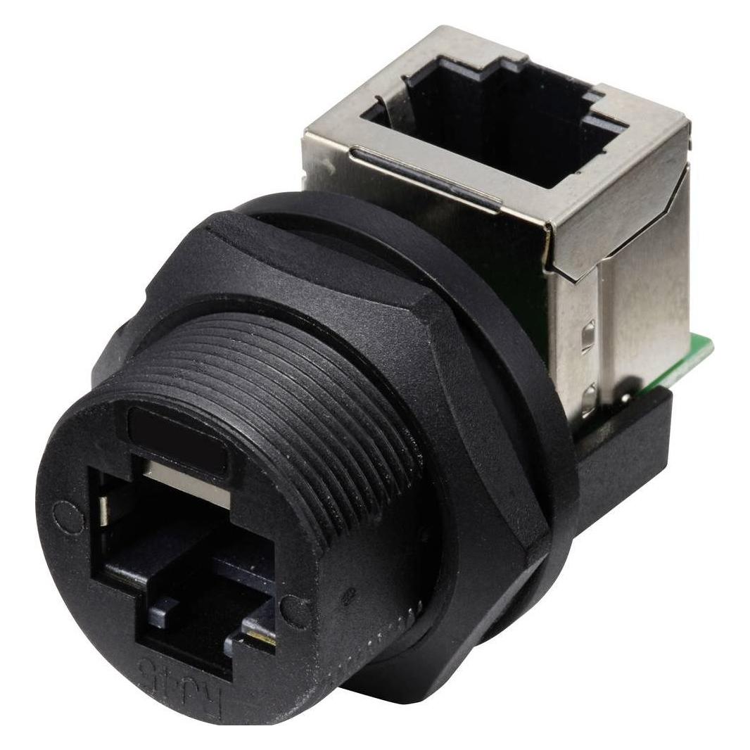 Tru Components TC-E13T-FR6-PRF-90 RJ45-Buchse auf Buchse (90°) rückseitig montie (TC-13543660)