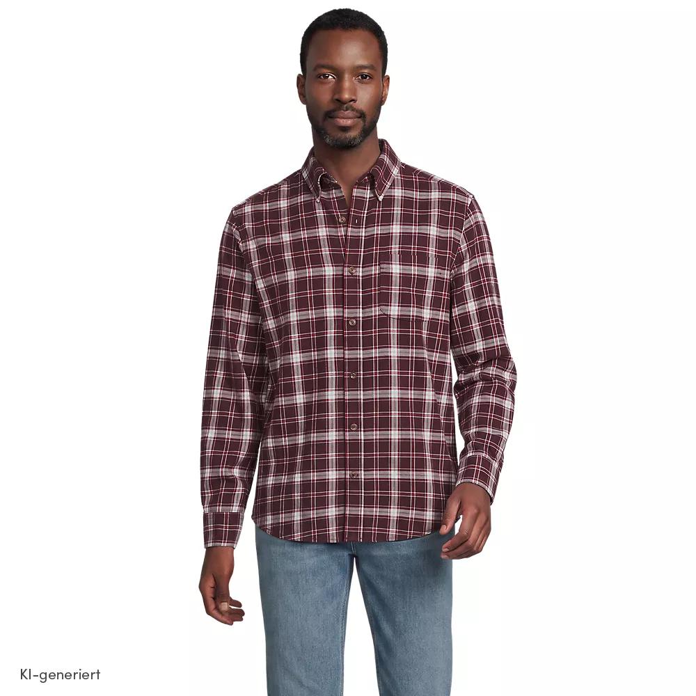 Flanellhemd Flagship Classic Fit in Tall-Größe, Herren, size: tall, Rot, Baumwolle, by Lands' End