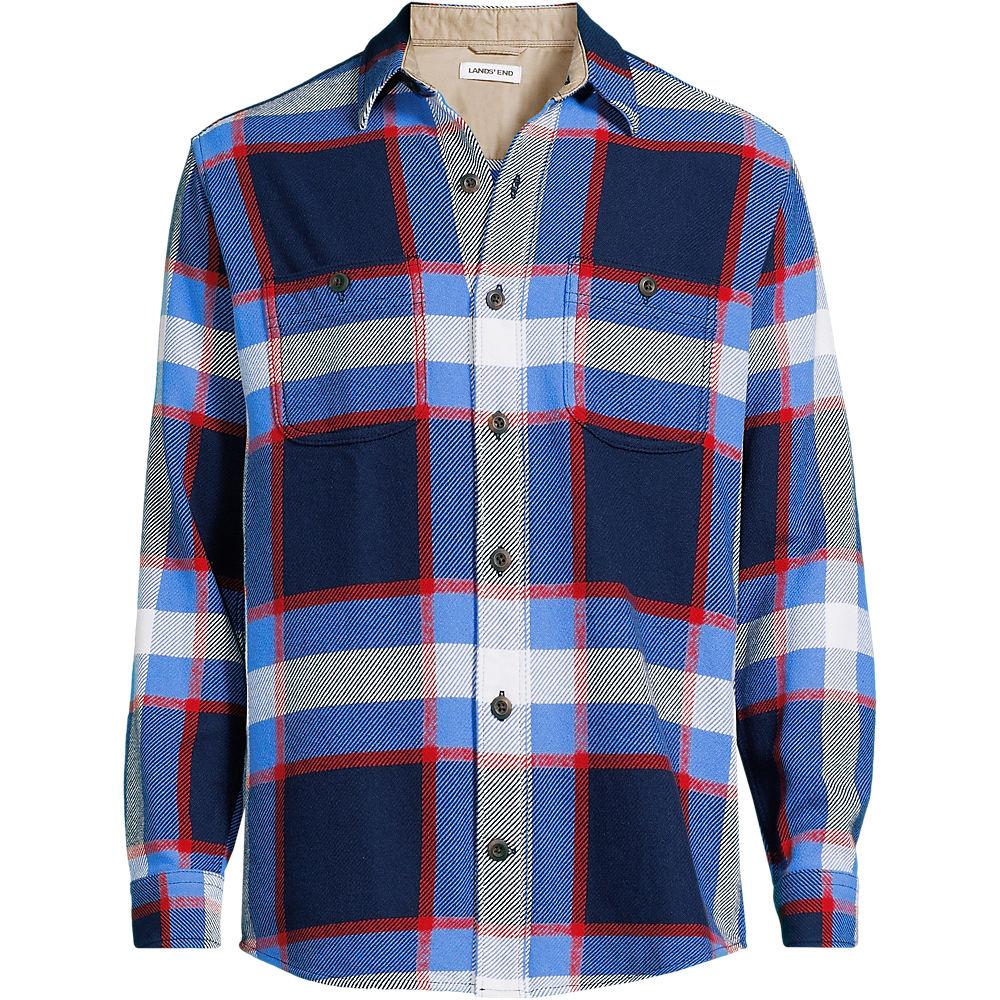 Winter-Flanellhemd, Herren, size: regular, Blau, Baumwolle, by Lands' End