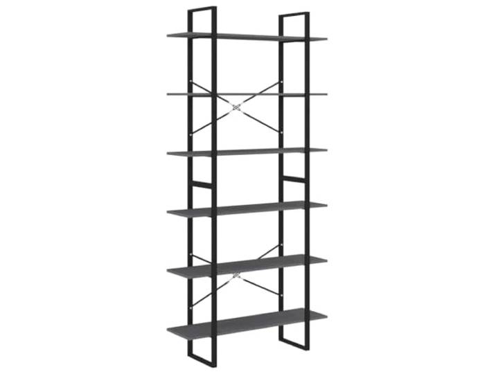 KGHERMDF Standregal Hoch Grau 100x30x210 cm Massivholz Kiefer 6 Ablagen, Robust, Langlebig, Als 2 Kleine Regale Nutzbar, Feucht Abwischbar