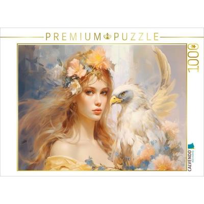 CALVENDO Puzzle Adler mit Elfe | 1000 Teile Lege-Größe 64x48cm Foto-Puzzle für glückliche Stunden