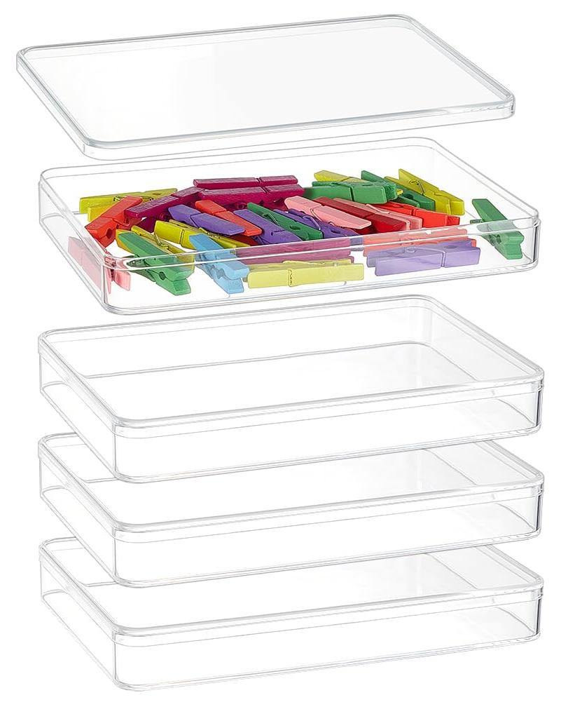 Dripio Acrylaat opbergboxen met deksel, 4 stuks, Transparant