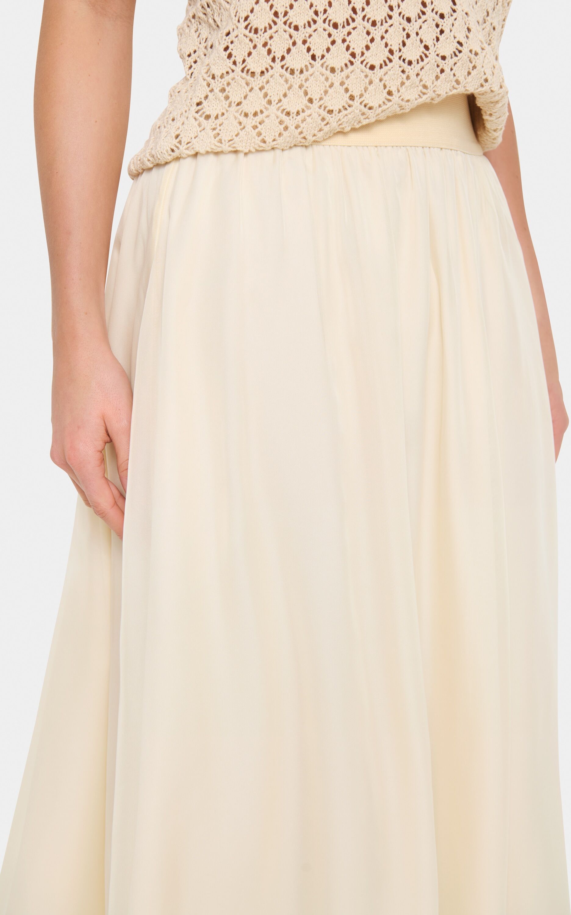 Midirock SAINT TROPEZ "Damen Rock CoralSZ", Damen, Gr. L, beige (vanilla custard), Obermaterial: 100% Polyester PES., Röcke Midirock