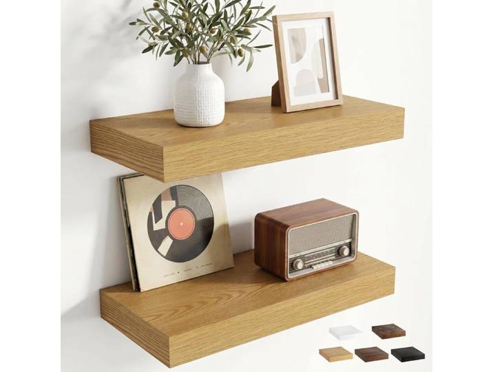 Etagere Murale 40cm Lot de 2 Extra Profonde 19 5cm Chêne