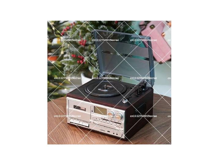 Tourne-disque vinyle rétro avec radio FM/AM, magnétophone vintage, haut-parleur Bluetooth multifonctionnel de bureau