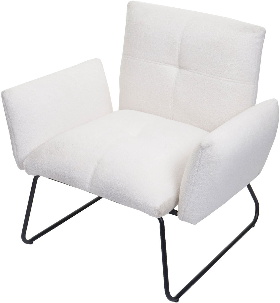 MCW Lounge fauteuil MCW-K34 cocktail fauteuil in witte bouclé stof