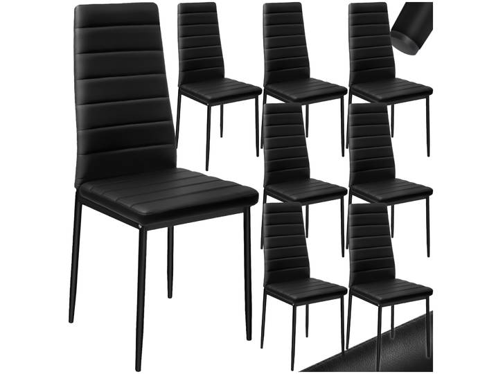 Esszimmerstühle Kunstleder - schwarz, 8er Set