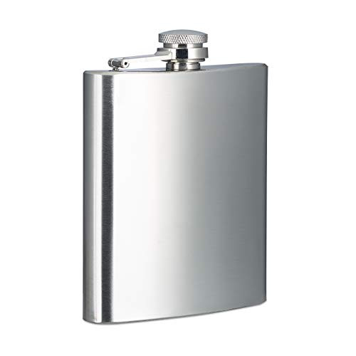 Relaxdays Heupfles van roestvrij staal, Zilver, 200 ml