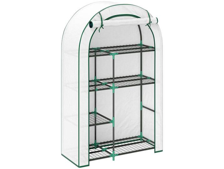 Outsunny Gewächshaus, 100L x 45B x 160H cm, Weiß, Metall, 45x160x100 cm, Gartenzubehör, Gartenhäuser & Gewächshäuser