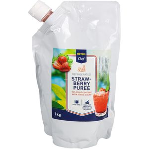 METRO-Chef Fruchtpüree Strawbeery Puree 90% Erdbeere, im wiederverschließbaren Beutel, 1 kg