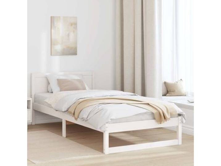 YUTAASU Bettrahmen Mit Kopfteil Weiß 75x190 cm Massives Kiefernholz Inklusive Lattenrost, Stabil, Modernes Design, Einfache Reinigung, Für Schlafzimmer
