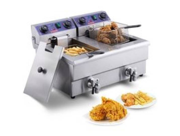 Friteuse à huile - VEVOR - VEVOR - 2 cuves 12 L - 6000 W - Inox