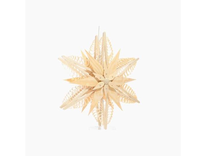 Rudolphs Schatzkiste Fensterschmuck Spanstern EL. Beleuchtet Mitte mit 2 Sterne (beidseitig) BxHxT=32x32x10cm NEU Fensterbild Spanbaum Adventsstern Holz Seiffen Erzgebirge Stern Linde Fensterdeko