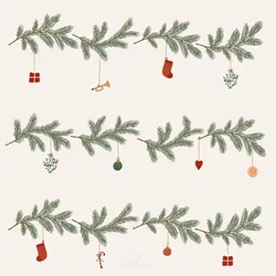 IB Laursen Papier Serviette 20x20 cm Weihnachtsgirlanden 50er, 20 x 20 cm, 50er Packung