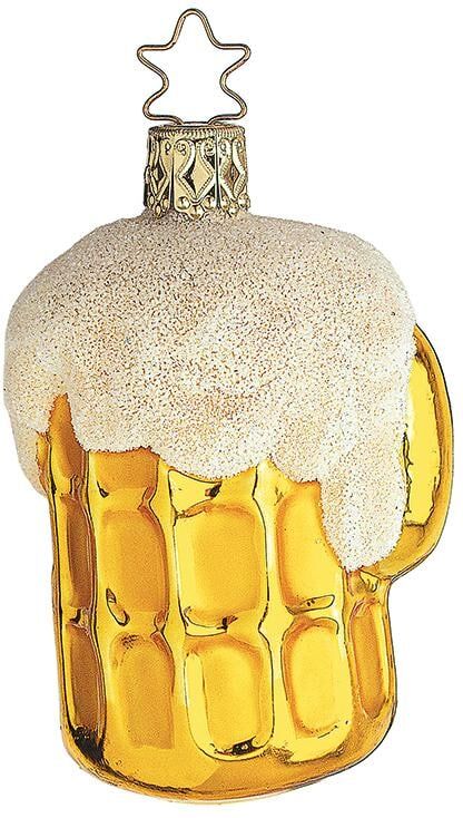 Weihnachtsbaumkugel INGE-GLAS "Masskrug 8 cm 1 Stück", beige (beige, goldfarben), H:8cm, Glas, Weihnachtsbaumkugeln, Weihnachtsbaumkugel beige, goldfarben Einheitsgröße