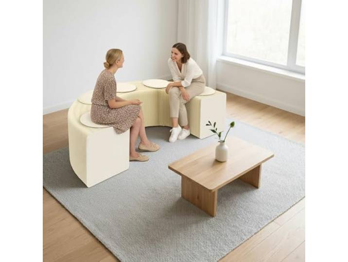 GIDRLL Klapphocker multifunktional Kraftpapier Klappbare hocker, Papierhocker faltbar mit Honigwaben-Design & Multi-Form-Design, ideal für Camping, Bar, Wohnzimmer und Schule (Weiß, 250 * 36 * 40CM)